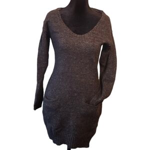 Cotton On Long Sleeve Sweater Dress Grey Knit Small Front Pockets Size S